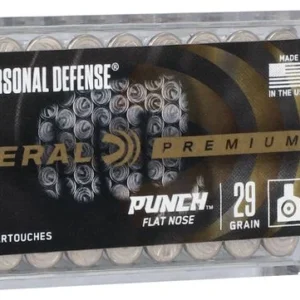 Personal Defense Punch Rimfire, 22 LR, 29 Grain, Nickel Plated Flat Nose, 1080 fps