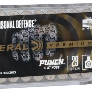 Personal Defense Punch Rimfire, 22 LR, 29 Grain, Nickel Plated Flat Nose, 1080 fps