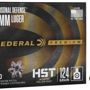 Personal Defense HST, 9mm Luger, 124 Grain, HST Jacketed Hollow Point, 1150 fps