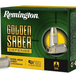 Golden Saber Defense, 9mm Luger, 124 Grain, Brass Jacketed Hollow Point, 1125 fps